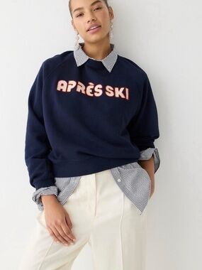 J. Crew Après-ski Crewneck Sweatshirt Size XL In Navy NWT